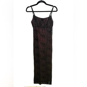 Candy Rocket Velvet Burnout Sweetheart Neck Dress L Red Lining Gothic Slit Vamp